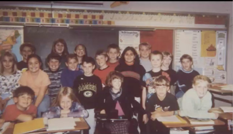 Alexa pictured with 4th grade class